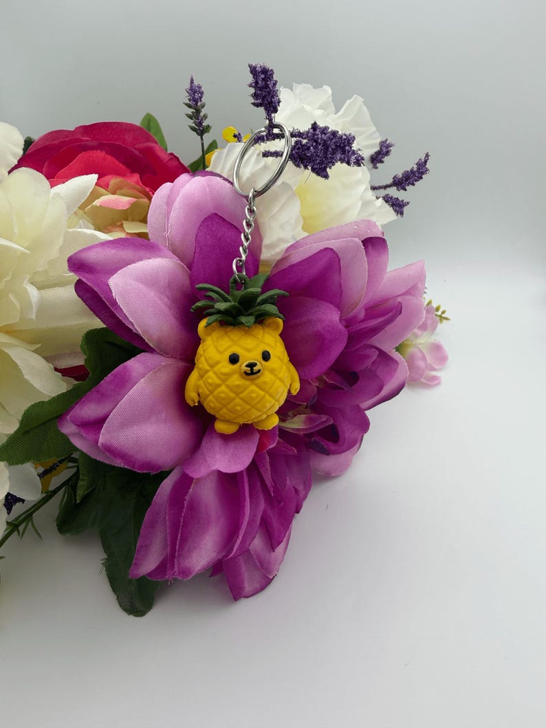 Cute Pineapple Bear Keychain PLA Charm