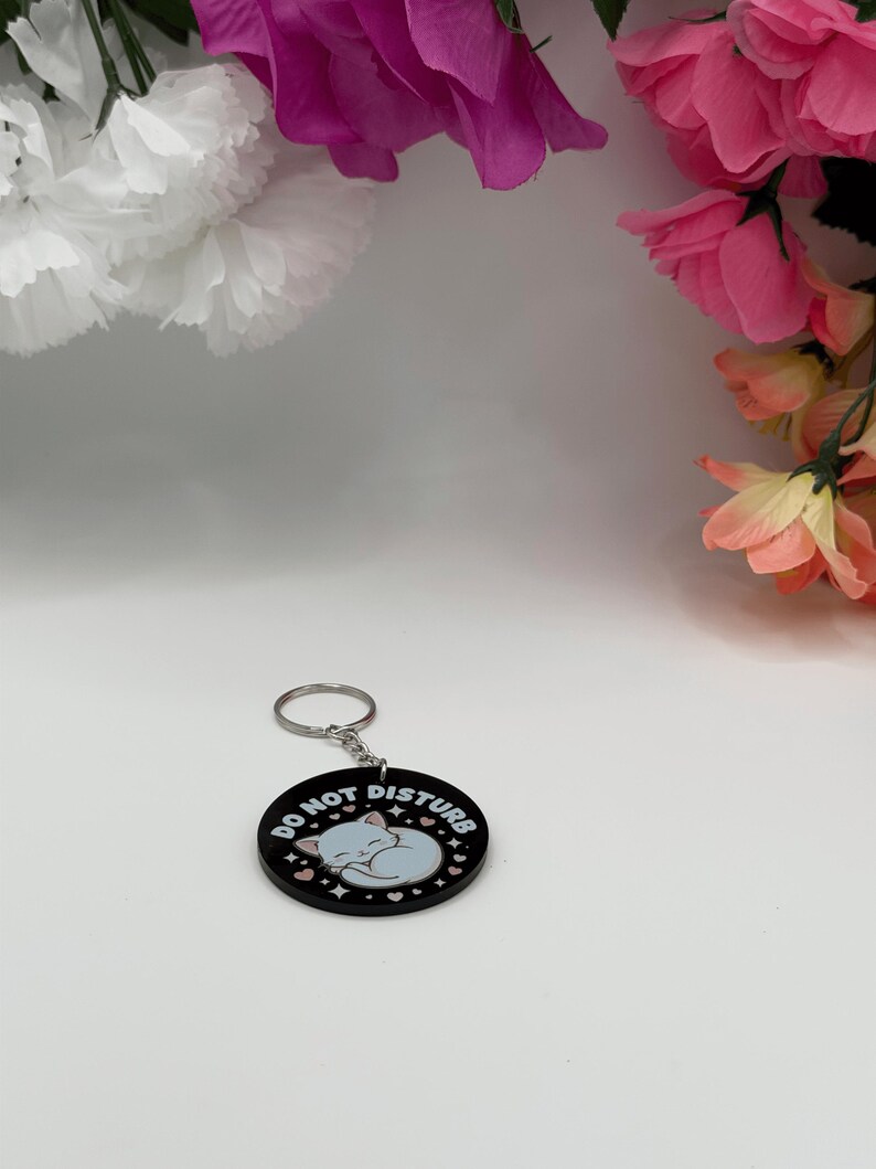 Do Not Disturb Cat Acrylic Keychain