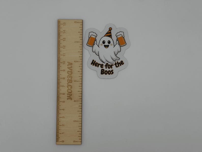 Funny Halloween Ghost Vinyl Sticker Here for the Boos