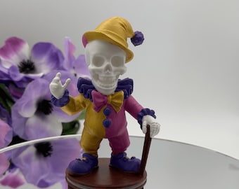 Griezelig skeletclownbeeldje, 3D-geprinte decoratie, handgeschilderd gotisch verzamelobject, Halloweencadeau