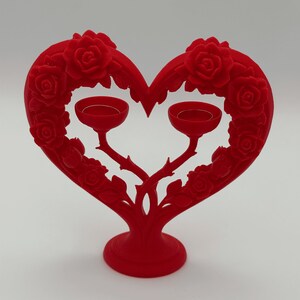 Heart Rose Ring Holder Stand for 2 Rings