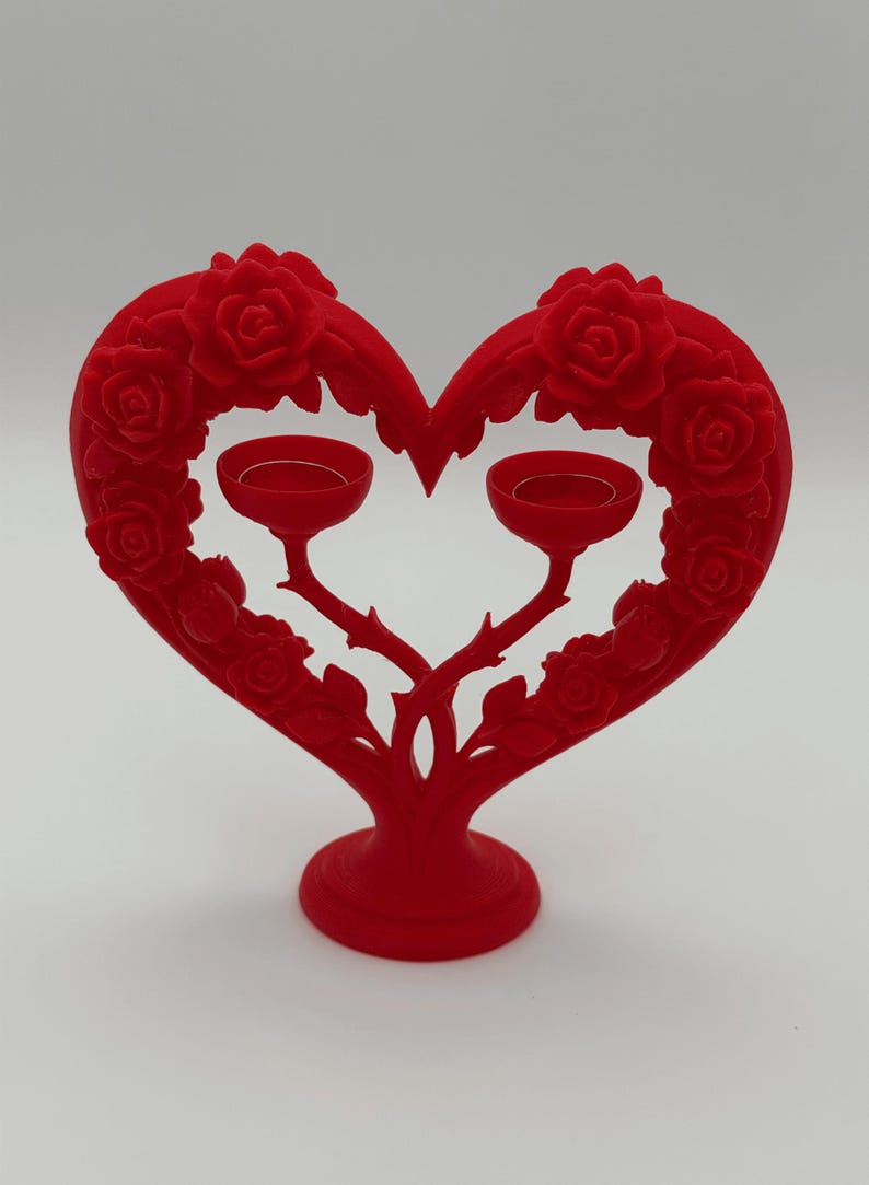 Heart Rose Ring Holder Stand for 2 Rings