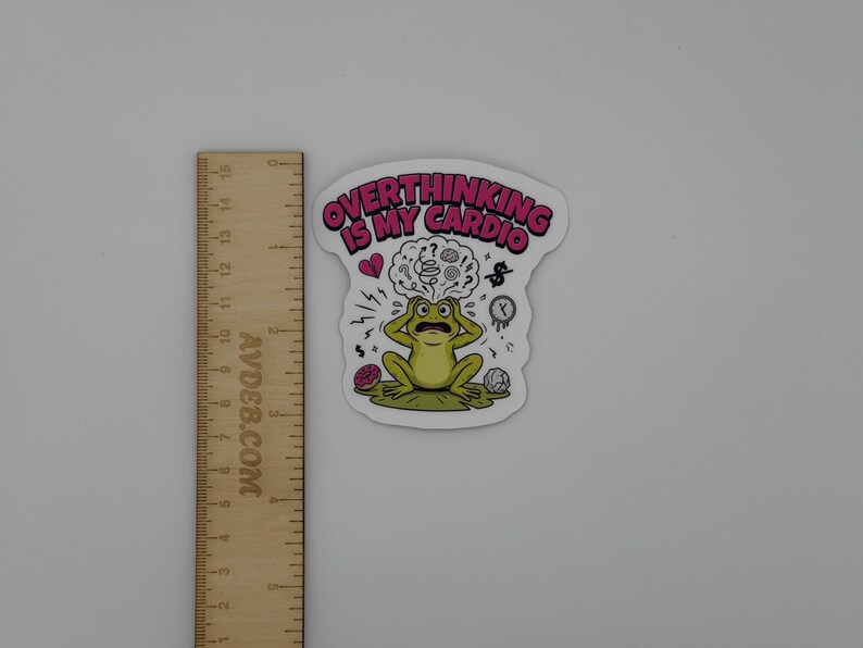 Overthinking Frog Vinyl Sticker Funny Anxiety Decal