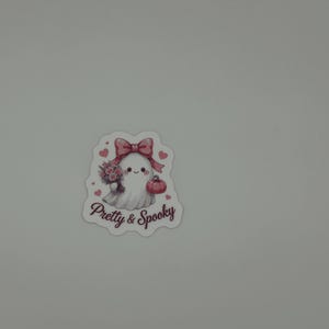 Cute Ghost Vinyl Sticker - Kawaii Halloween Pastel Pretty and Spooky