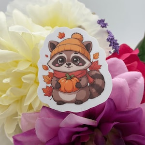 Cute Autumn Raccoon Vinyl Sticker