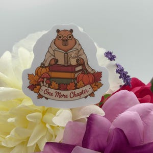 Capybara Reading Vinyl Sticker One More Chapter