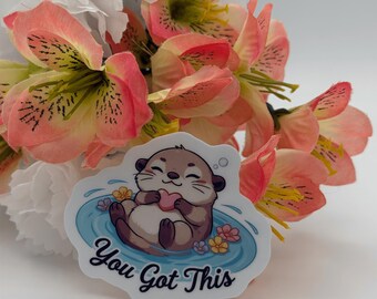Vinylsticker met otter | Kawaii dierensticker, positieve affirmatie (7 x 6 cm)