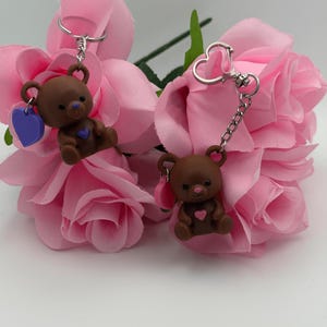 Cute Teddy Bear Heart Keychain, 3D Printed Bear Charm