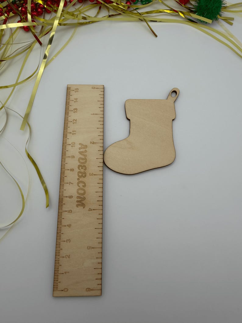 Unfinished Wood Stocking Ornaments, Christmas Craft, DIY Decor, Personalized Gifts