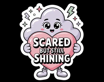 Cute Motivational Sticker | Kawaii Cloud Heart Vinyl | Waterproof Mental Health Gift | Laptop Water Bottle Decal