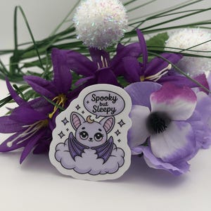 Kawaii Spooky but Sleepy Bat Vinyl Sticker