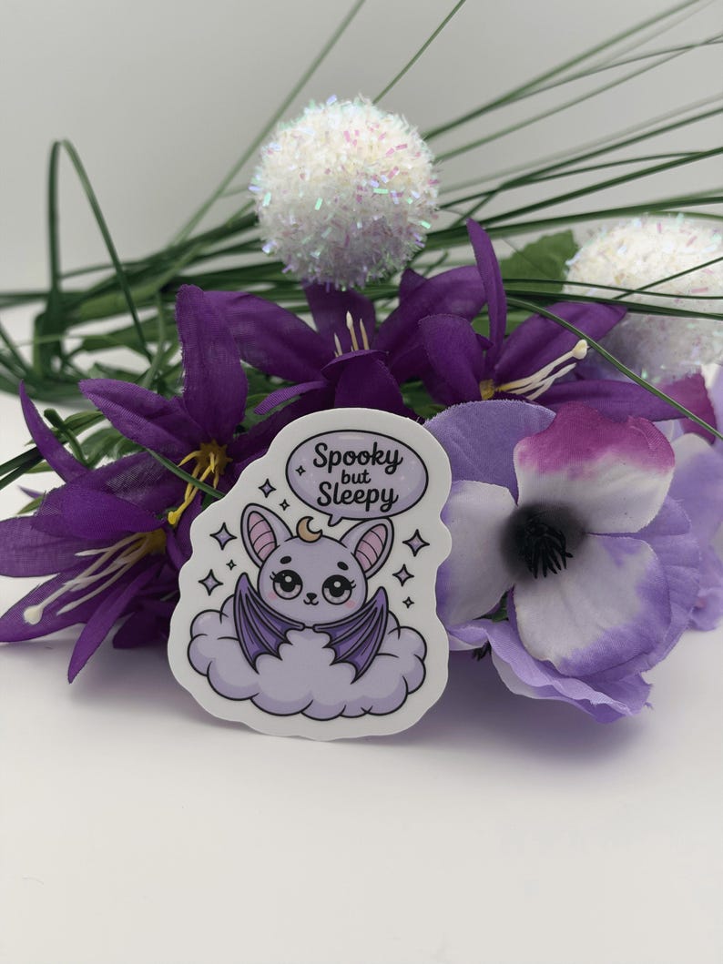 Kawaii Spooky but Sleepy Bat Vinyl Sticker
