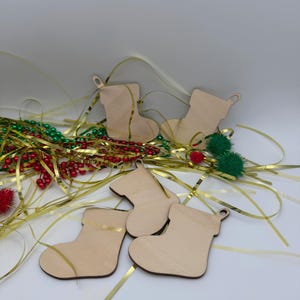 Unfinished Wood Stocking Ornaments, Christmas Craft, DIY Decor, Personalized Gifts