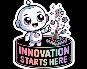 Robot Motivational Sticker | Cute Vinyl Laptop Decal | Gift for Coders | Tech Lover Water Bottle Sticker