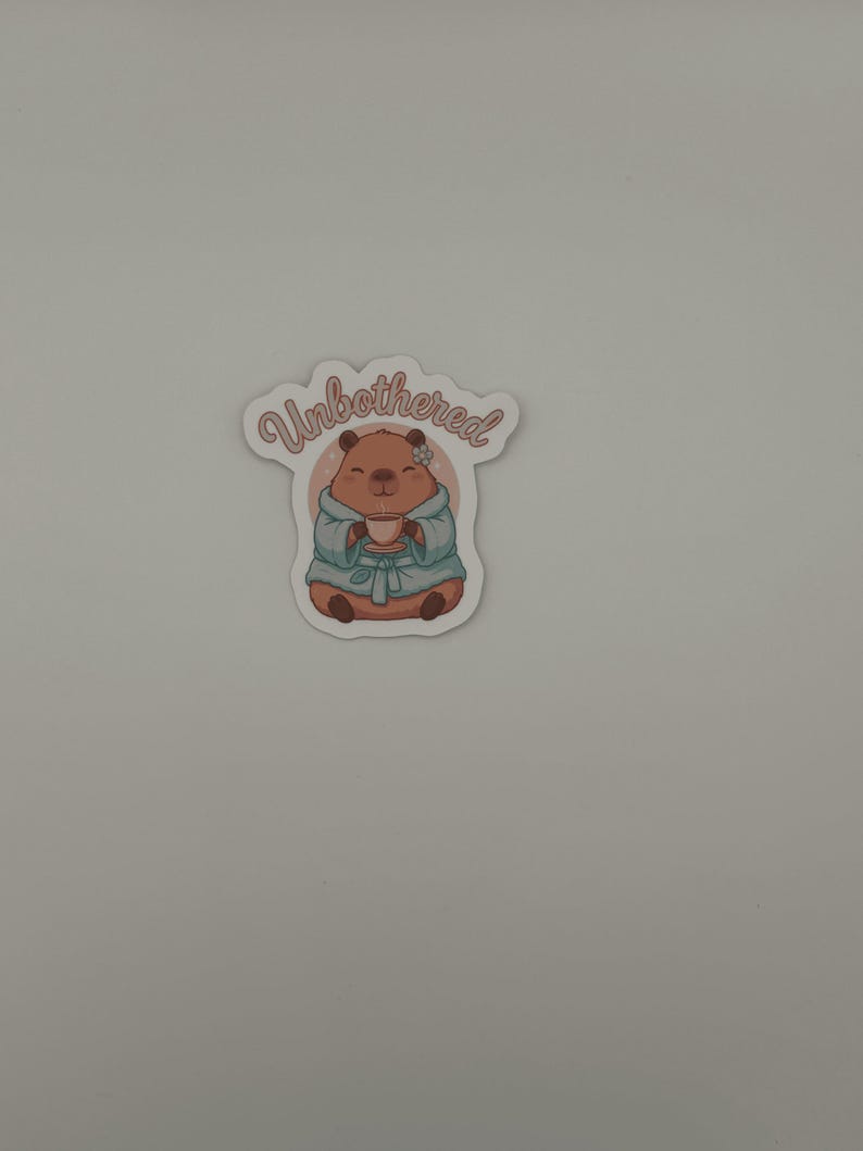 Unbothered Capybara Vinyl Sticker | Cute Kawaii Die-Cut Cartoon Decal