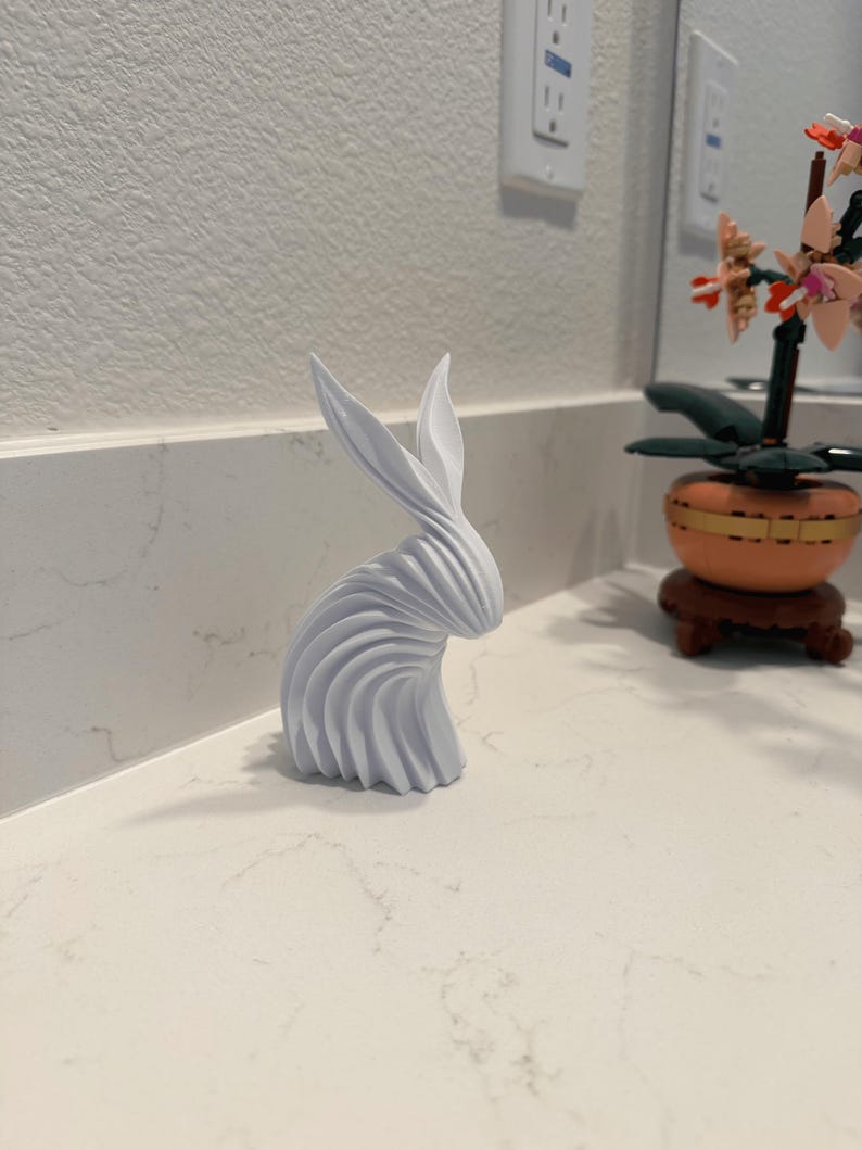 Modern Rabbit Art 3D Printed Sculpture