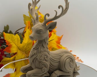 Woodland Deer Decor | Fantasy Deer Figurine | 3D Printed Deer Statue | Cottagecore Shelf Decor | Gift for Fantasy Lover
