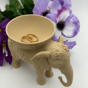 Elephant Jewelry Holder Bowl – 3D Printed PLA Ring Dish, Cute Desk Decor & Trinket Tray