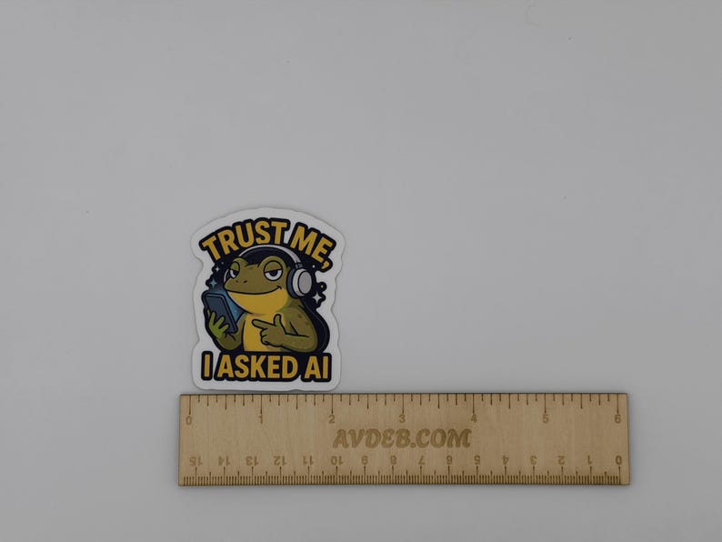 Funny Frog AI Quote Sticker Trust Me I Asked AI
