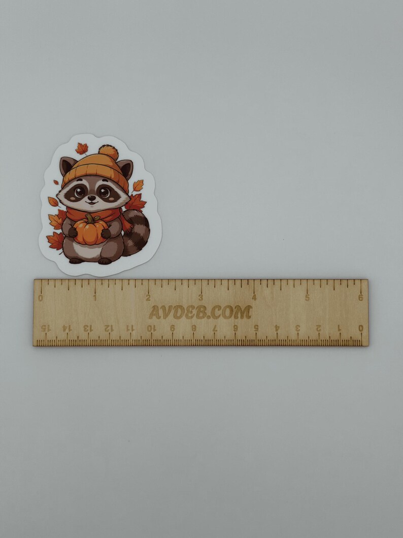 Cute Autumn Raccoon Vinyl Sticker