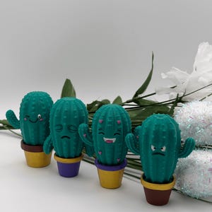 Cute Kawaii Cactus Figures 3D Printed Hand Painted Collection Mini Desk Decor