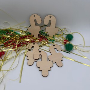 Unfinished Wood Candy Cane Ornament, Christmas Decor, DIY Craft, Holiday Gift