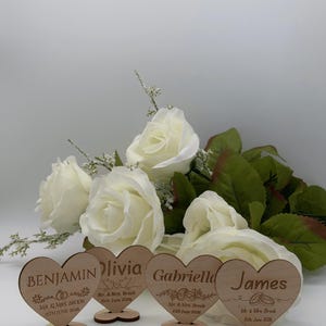 Personalized Wooden Wedding Place Card Heart Ornament