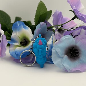 Cute Blue Monster Keychain, Kawaii Demon Bag Charm, 3D Printed Keyring
