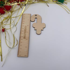 Unfinished Wood Candy Cane Ornament, Christmas Decor, DIY Craft, Holiday Gift
