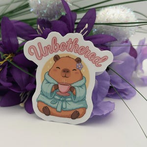Unbothered Capybara Vinyl Sticker | Cute Kawaii Die-Cut Cartoon Decal
