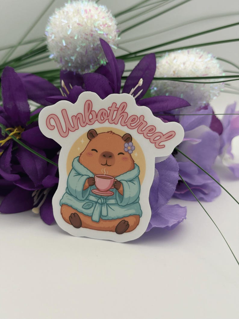 Unbothered Capybara Vinyl Sticker | Cute Kawaii Die-Cut Cartoon Decal