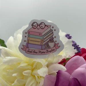 Just One More Chapter Book Stack Vinyl Sticker