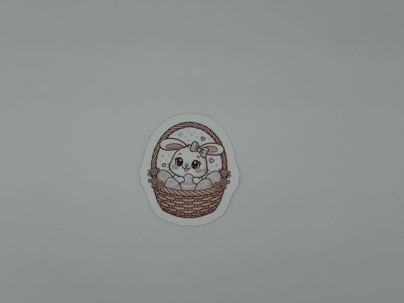 Cute Bunny in Easter Basket Vinyl Sticker