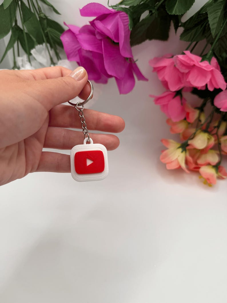 YouTube NFC Keychain 3D Printed Social Media Key Ring