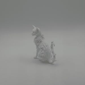 Floral White Cat Figurine 3D Printed Home Decor