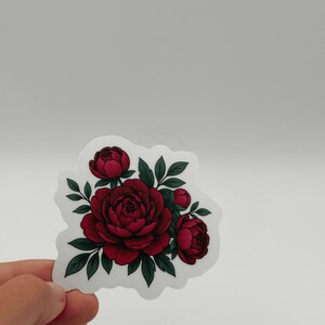 Red Peony Floral Sticker Die Cut Vinyl Decal