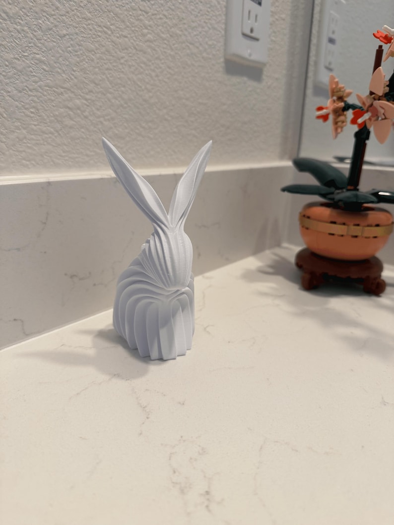 Modern Rabbit Art 3D Printed Sculpture