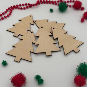 Unfinished Wood Christmas Tree Ornament Blank, DIY Craft, Holiday Decor, Paintable
