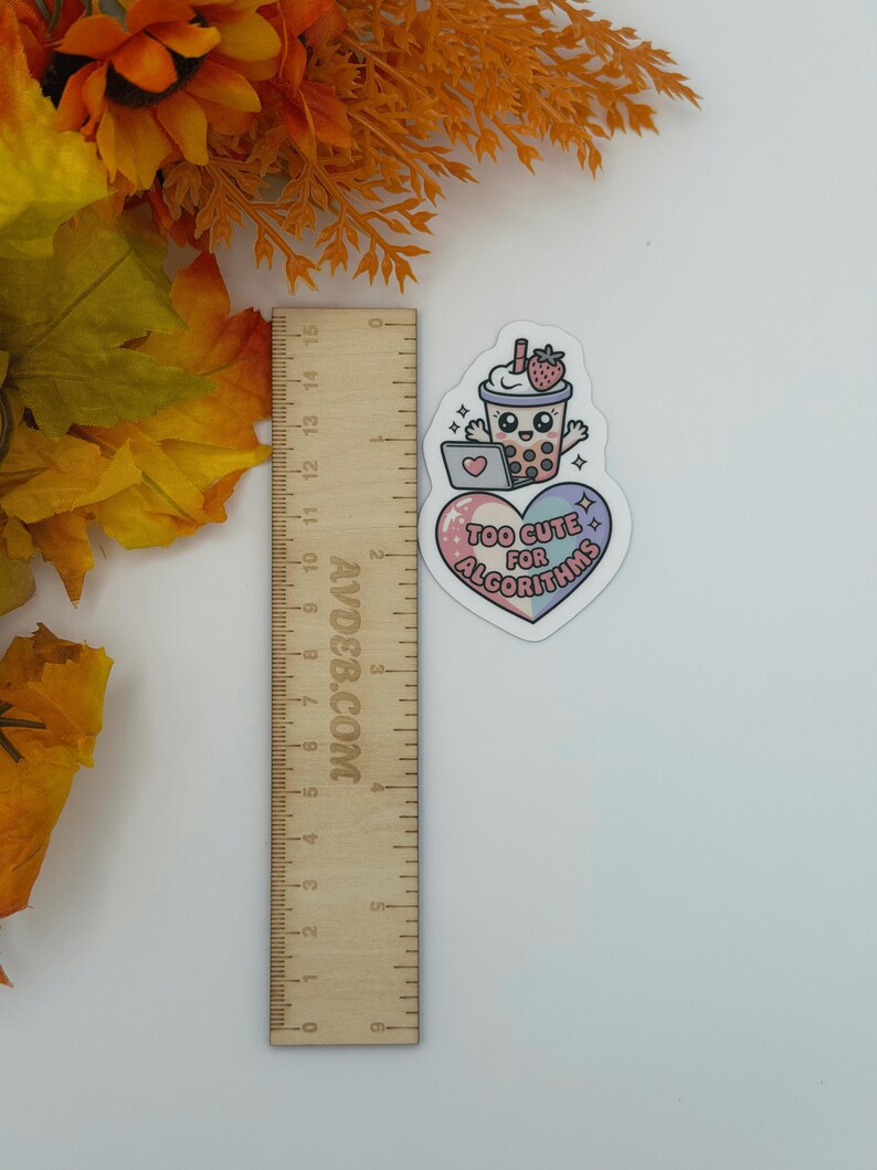 Cute Boba Laptop Sticker – Too Cute for Algorithms Kawaii Vinyl Decal