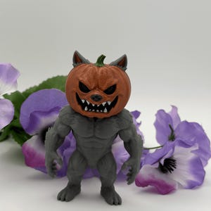 Witchy Halloween Decor Pumpkin Werewolf Figurine
