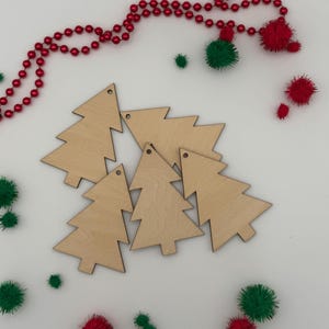 Unfinished Wood Christmas Tree Ornament Blank, DIY Craft, Holiday Decor, Paintable