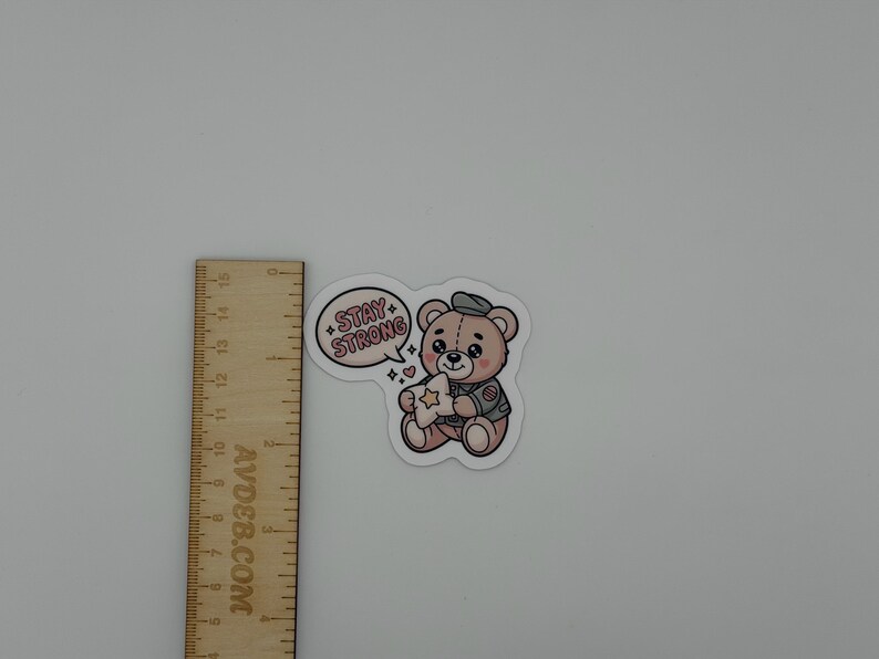 Stay Strong Teddy Bear Sticker | Motivational Vinyl Decal (Waterproof) image 3