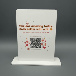Custom QR Code Tip Sign Acrylic Stand for Coffee Shops