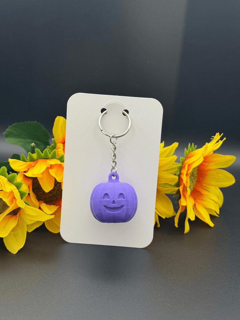 Jack O Lantern Pumpkin Keychain, 3D Printed Halloween Charm