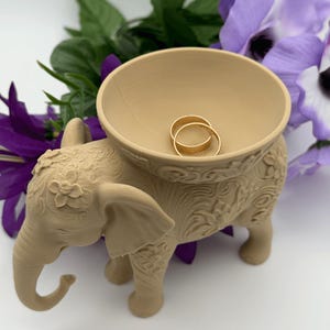 Elephant Jewelry Holder Bowl – 3D Printed PLA Ring Dish, Cute Desk Decor & Trinket Tray
