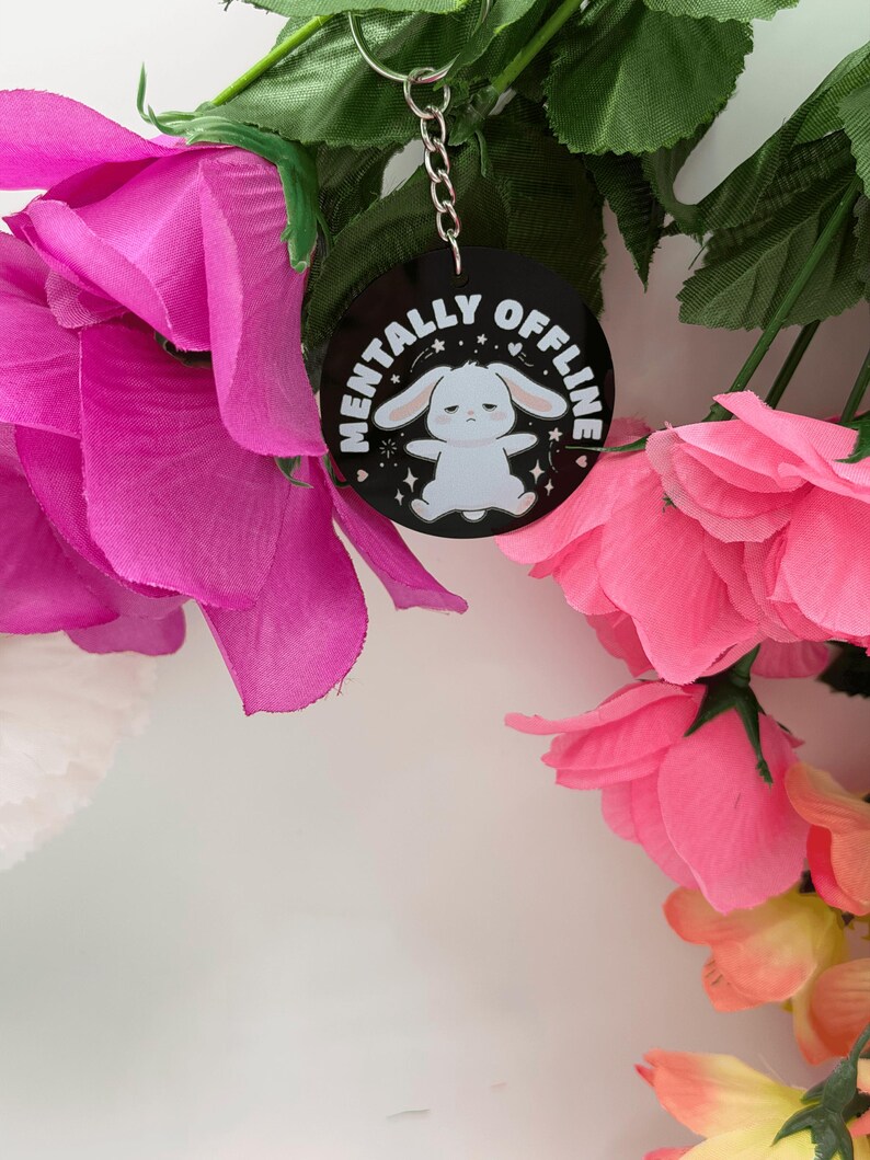 Mentally Offline Bunny Acrylic Keychain