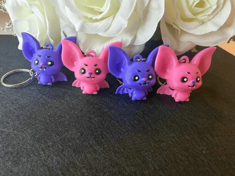 Cute Bat Character Keychain – 3D Printed PLA Charm
