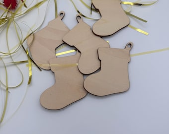 Unfinished Wood Stocking Ornaments, Christmas Craft, DIY Decor, Personalized Gifts