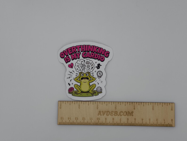 Overthinking Frog Vinyl Sticker Funny Anxiety Decal