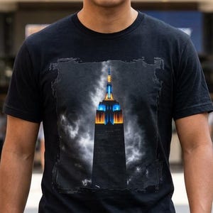 Empire State Building Nightscape T-Shirt, NY Knicks inspired